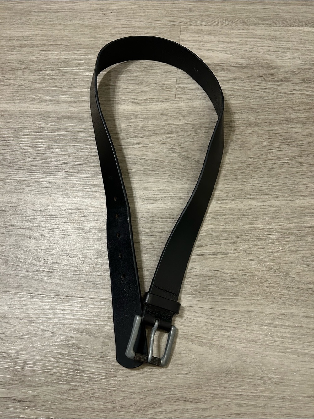 J Crew Black Leather Belt with Silver Buckle